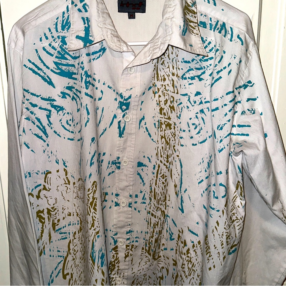 mens medium artsy button down